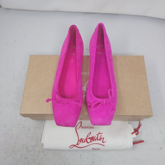 Christian Louboutin Shoes - Christian Louboutin Pink Mamadrague Square Toe Ballet Flat Shoe
